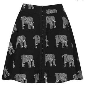 Topshop Elephant Print Skater Skirt